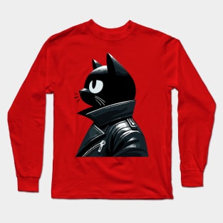 Black Cool Cat Long Sleeve T-Shirt